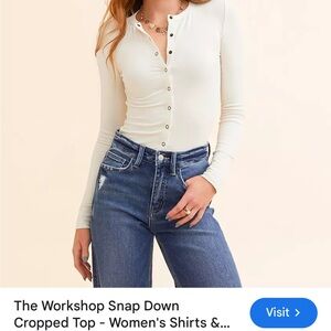 Workshop Republic Clothing Ivory Snap Down Crop Top